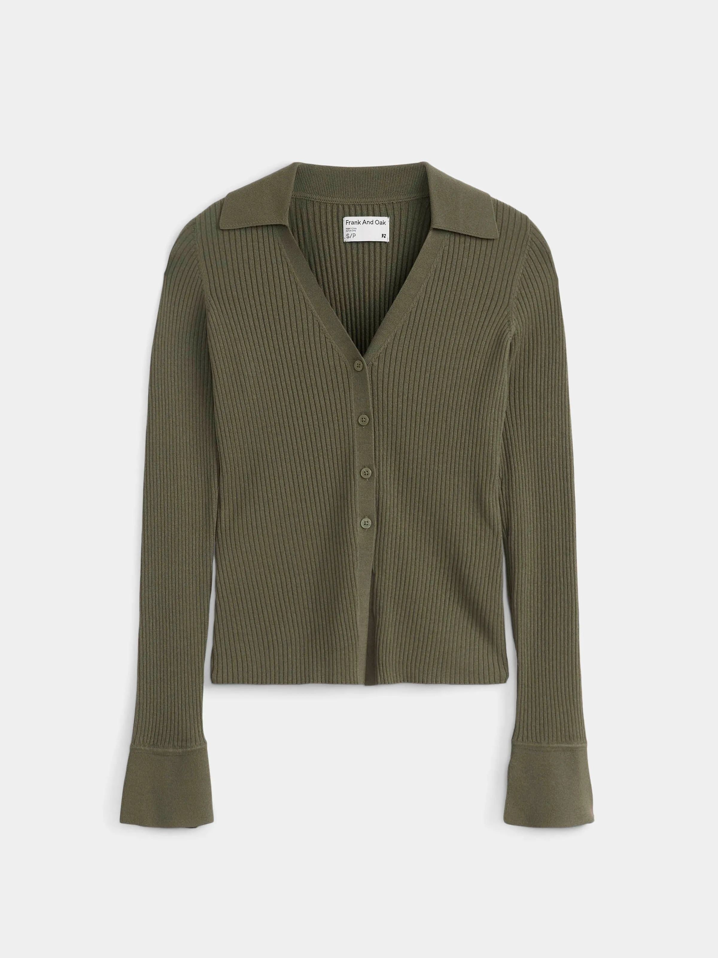 The Buttoned Slim Fit Sweater in Olive Green