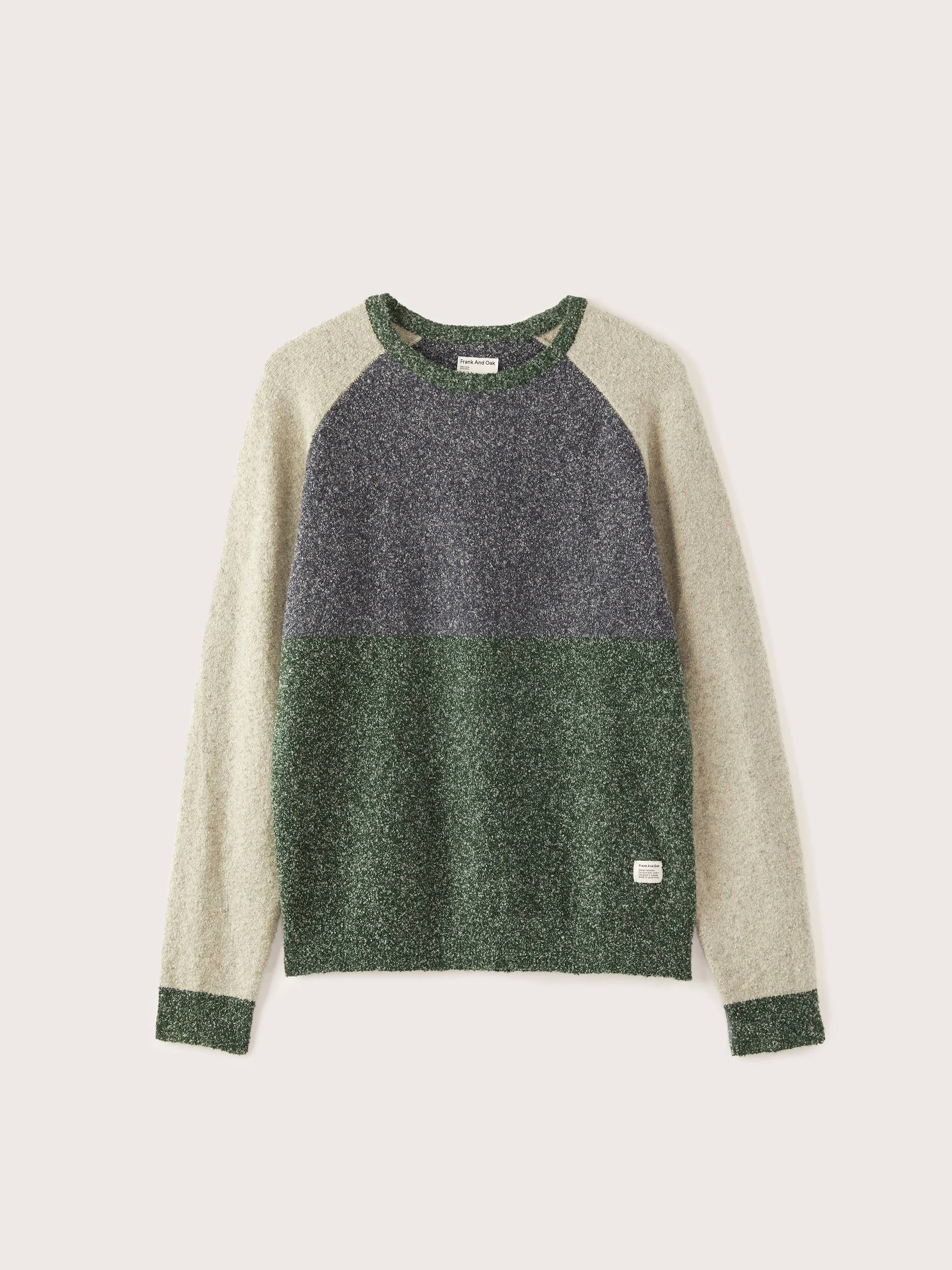 The Colour Block Seawool Sweater in Pine Grove