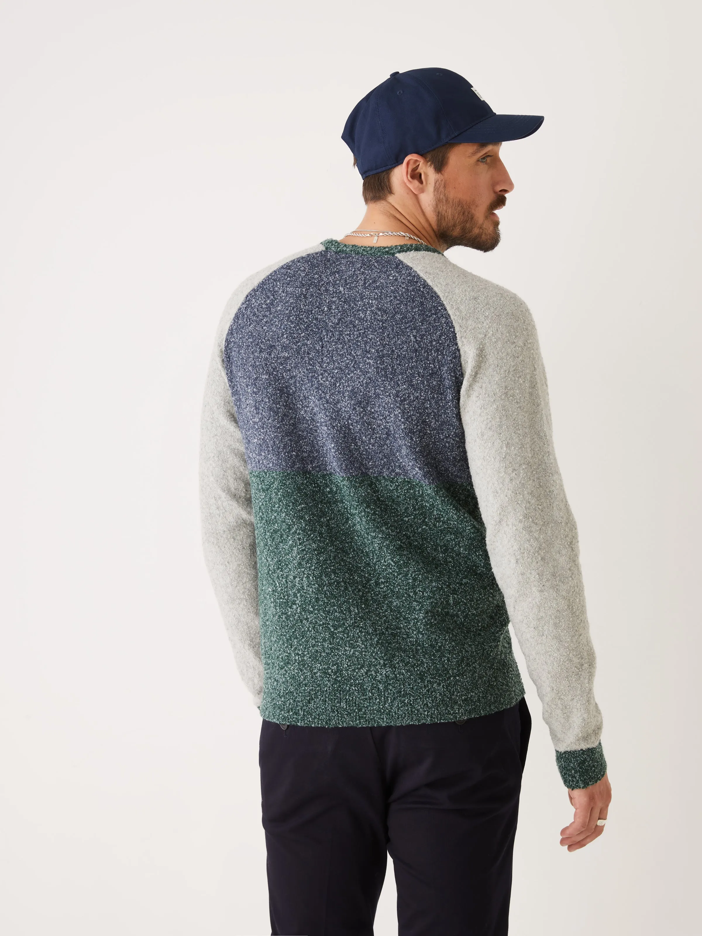 The Colour Block Seawool Sweater in Pine Grove