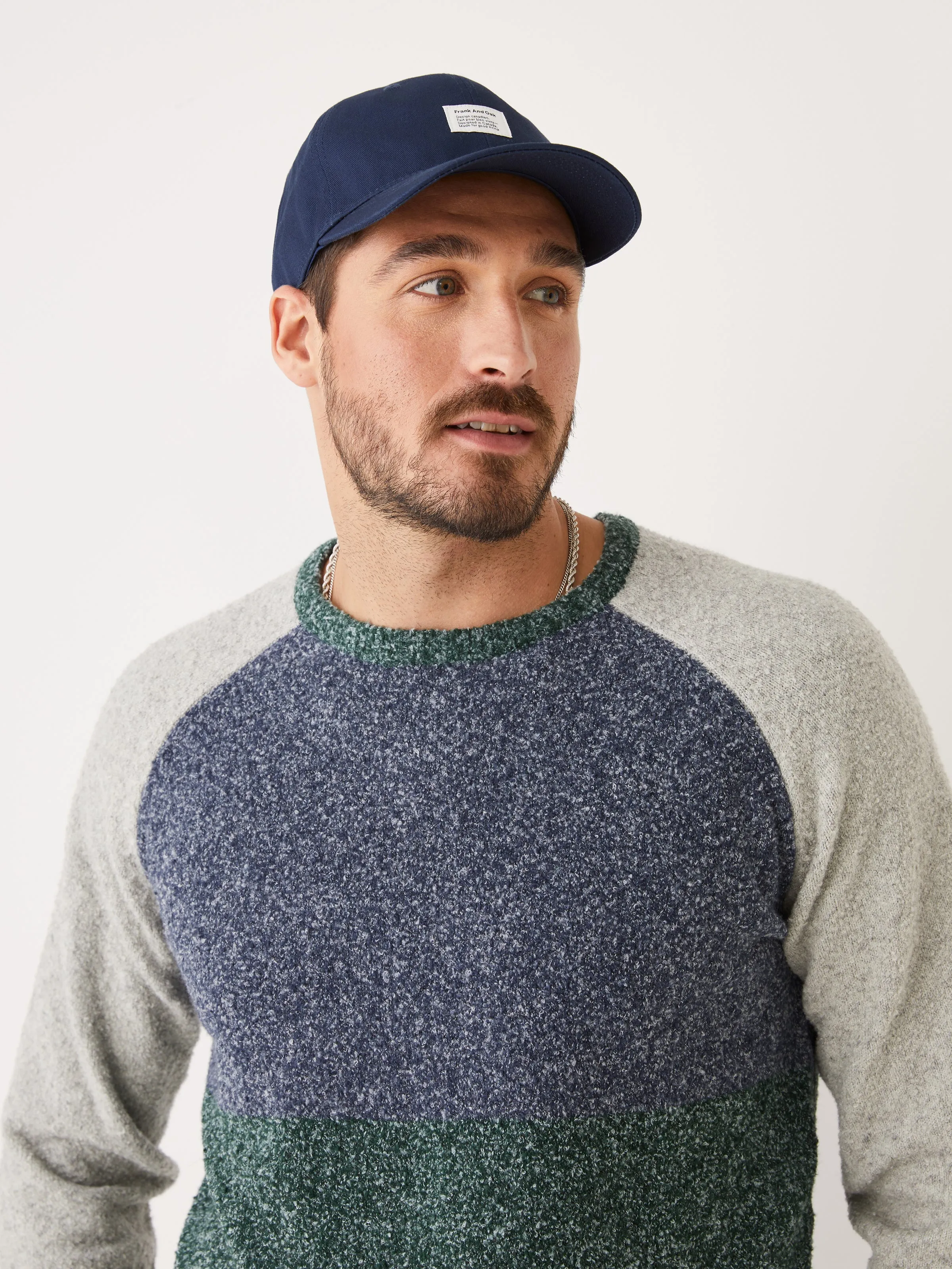 The Colour Block Seawool Sweater in Pine Grove