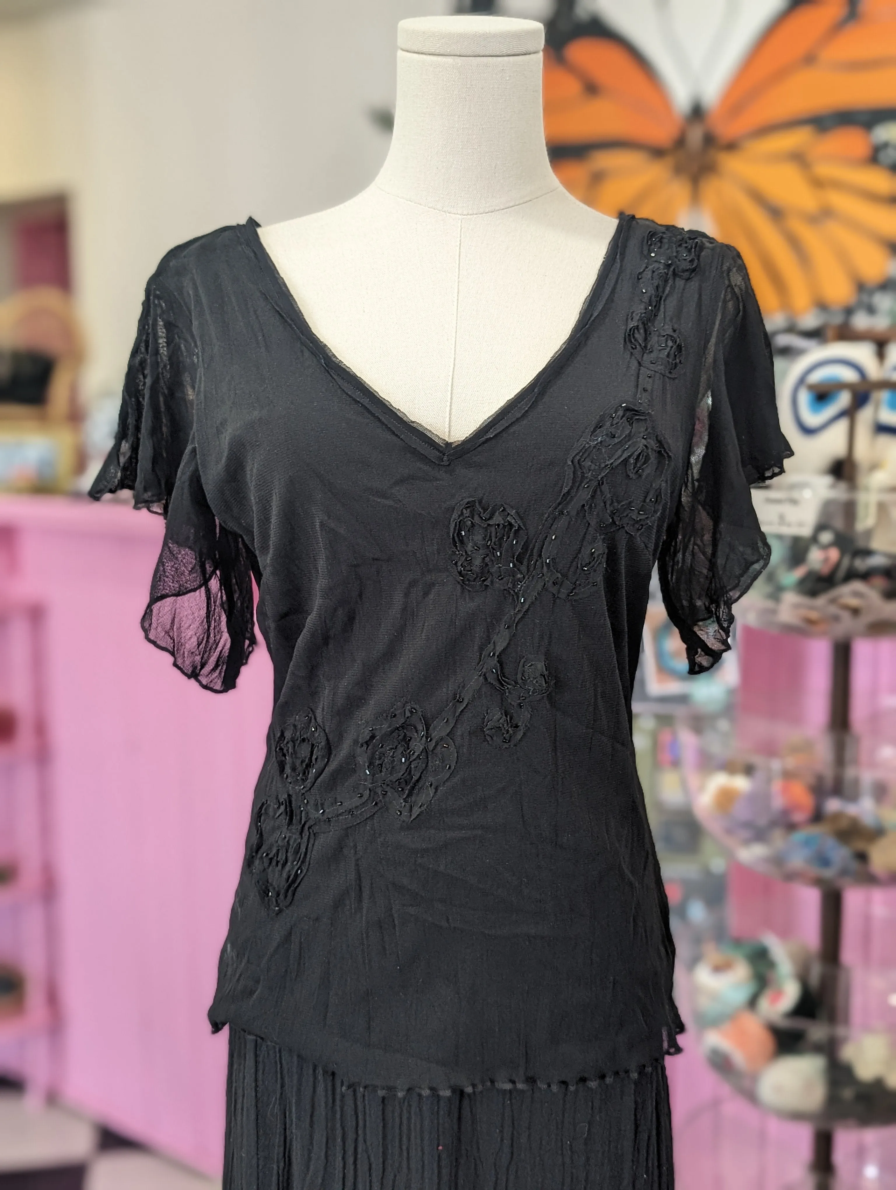 Vintage Flowy beaded tee