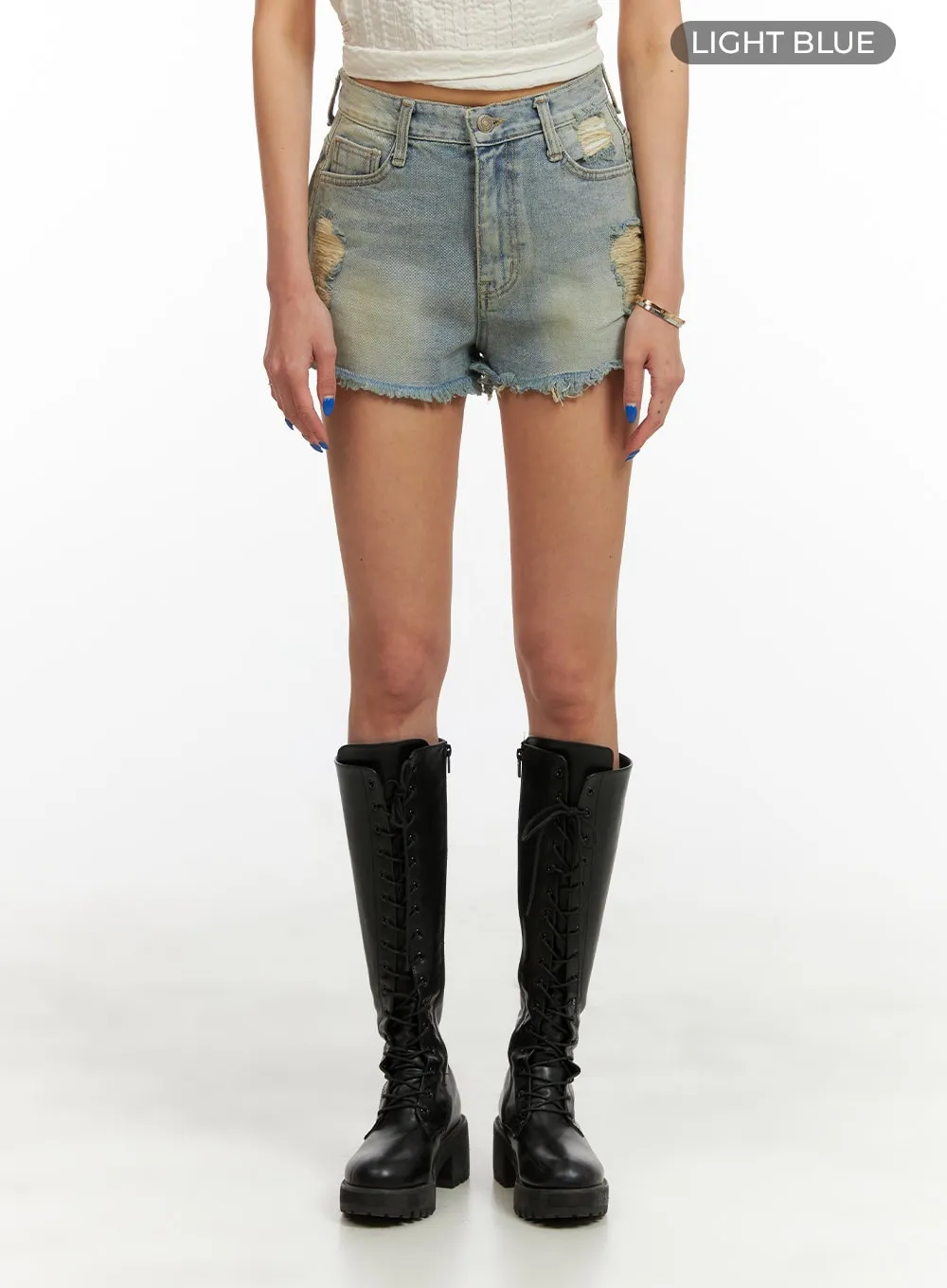 Vintage Ripped Denim Shorts CY431