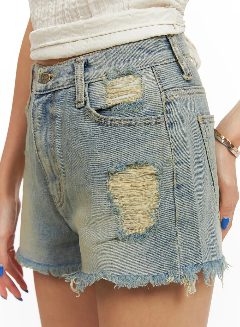 Vintage Ripped Denim Shorts CY431