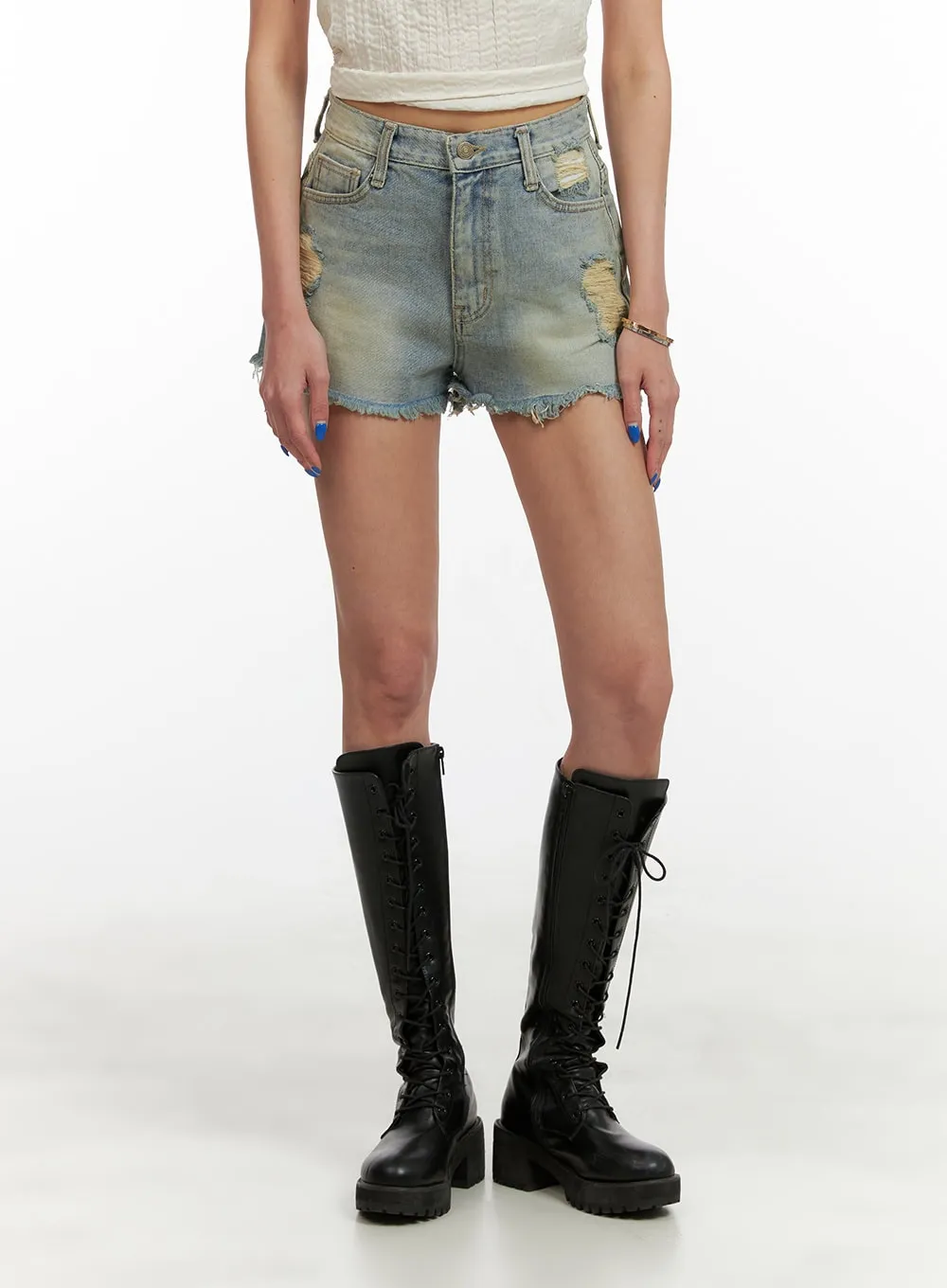 Vintage Ripped Denim Shorts CY431