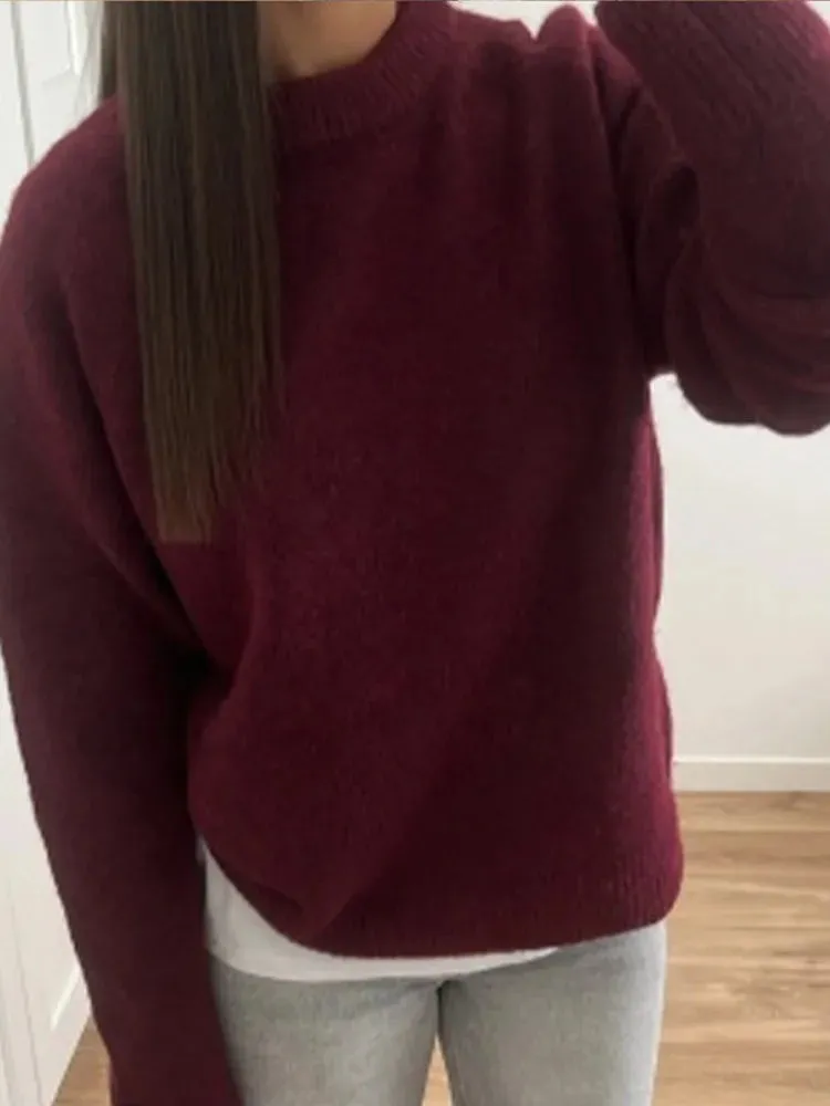 Wenkouban-Christmas Thanksgiving outfits_Basic Round Neck Casual Knitted Long Sleeved Loose Christmas Sweater