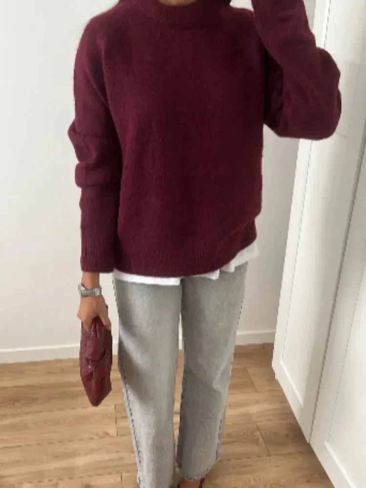 Wenkouban-Christmas Thanksgiving outfits_Basic Round Neck Casual Knitted Long Sleeved Loose Christmas Sweater