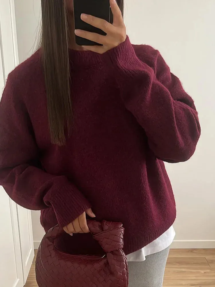 Wenkouban-Christmas Thanksgiving outfits_Basic Round Neck Casual Knitted Long Sleeved Loose Christmas Sweater
