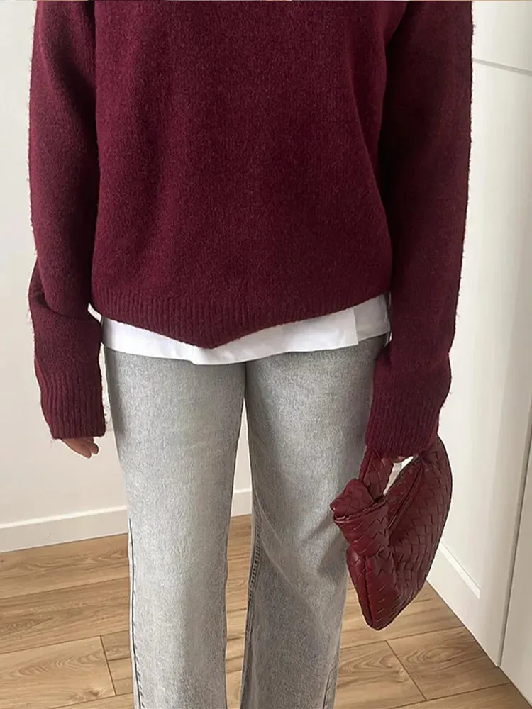 Wenkouban-Christmas Thanksgiving outfits_Basic Round Neck Casual Knitted Long Sleeved Loose Christmas Sweater